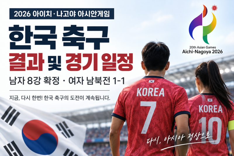 2026 아시안게임 한국 축구 결과 및 경기 일정｜남자 8강 확정·여자 축구결과 남북전 1-1