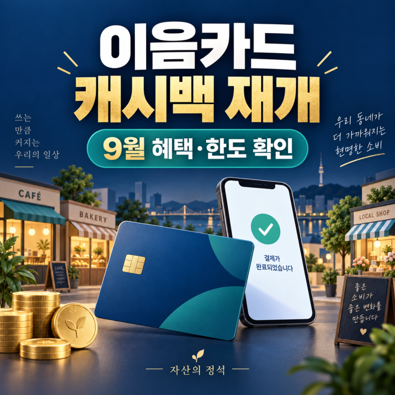 이음카드 캐시백 재개! 9월 10% 혜택·100만원 한도와 사용처 정리
