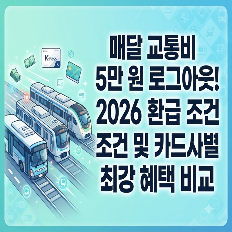 매월 5만 원 아끼는 2026년 알뜰교통카드 K패스 환급 조건, 대중교통 할인 카드 비교