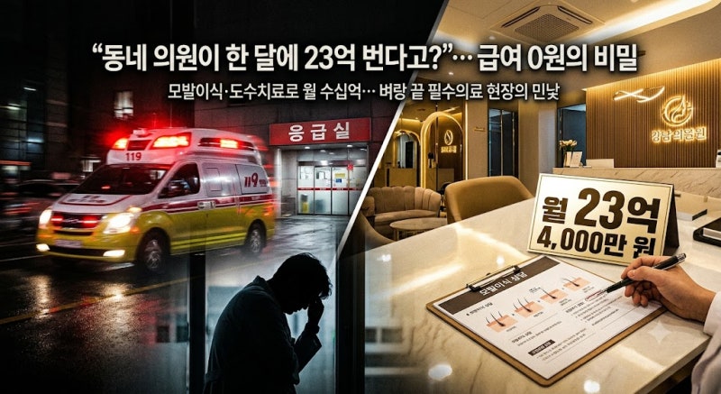 "동네 의원이 한 달에 23억 번다고?"… 모발이식·도수치료 비급여 쏠림과 필수의료 붕괴의 진....
