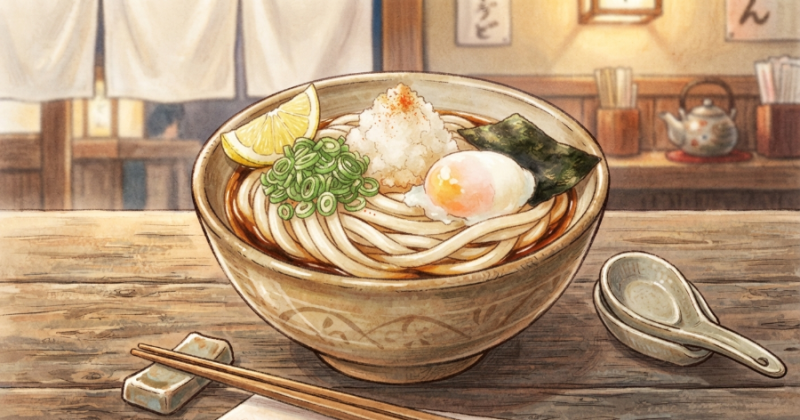 마루가메제면 메뉴판으로 배우는 일본 우동｜카케·붓카케·니쿠타마·키츠네 뜻