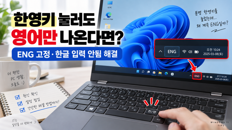 한영 전환 안됨｜윈도우11 한글 입력 안될 때 해결법