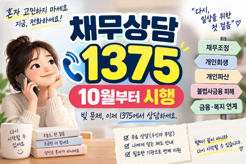 채무상담 1375 10월 시행｜개인회생·채무조정 어디에 물어봐야 할까?