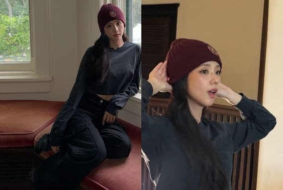 비니 하나 썼을 뿐인데... 블랙핑크 지수, 크롭톱 입고 '이 얼굴' 나온 이유