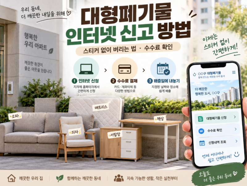 대형폐기물 인터넷 신고 방법｜스티커 없이 버리는 법·수수료 확인