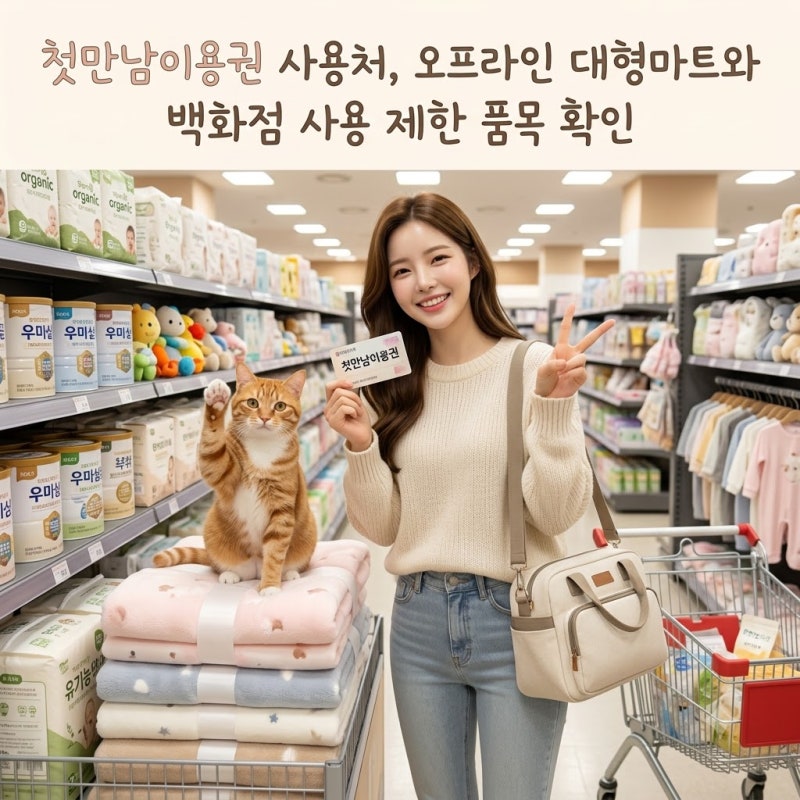 첫만남이용권 사용처, 오프라인 대형마트와 백화점 사용 제한 품목 확인
