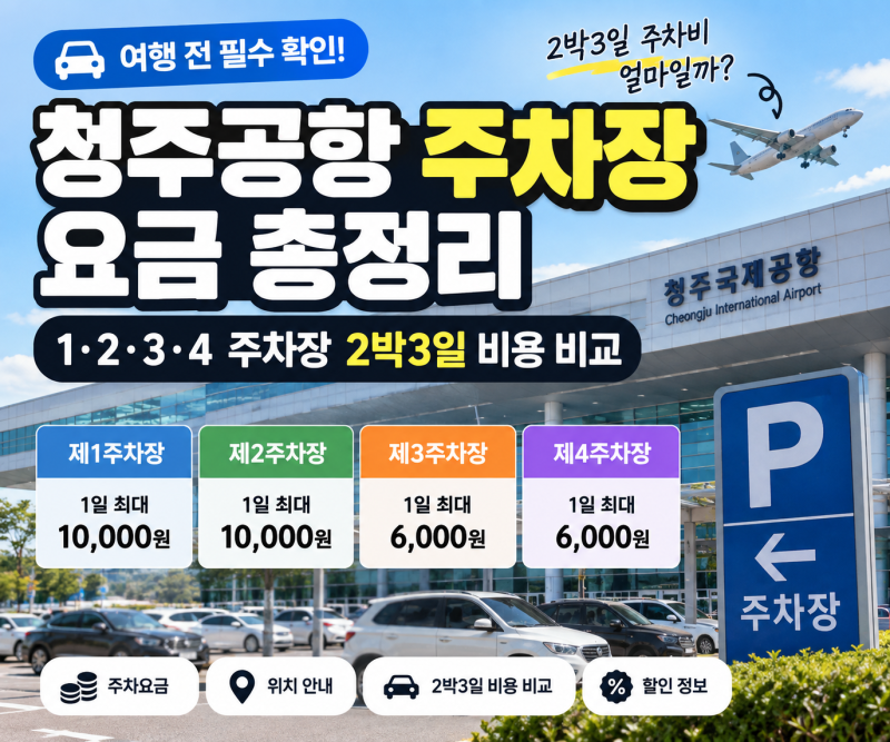 청주공항 주차장 요금 총정리｜1·2·3·4 주차장 2박3일 비용 비교