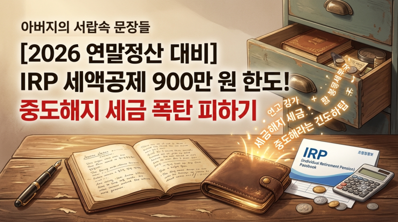 [2026년 연말정산 대비] IRP 세액공제 900만 원 한도 및 중도해지 세금 폭탄 피하는 완벽 가이드