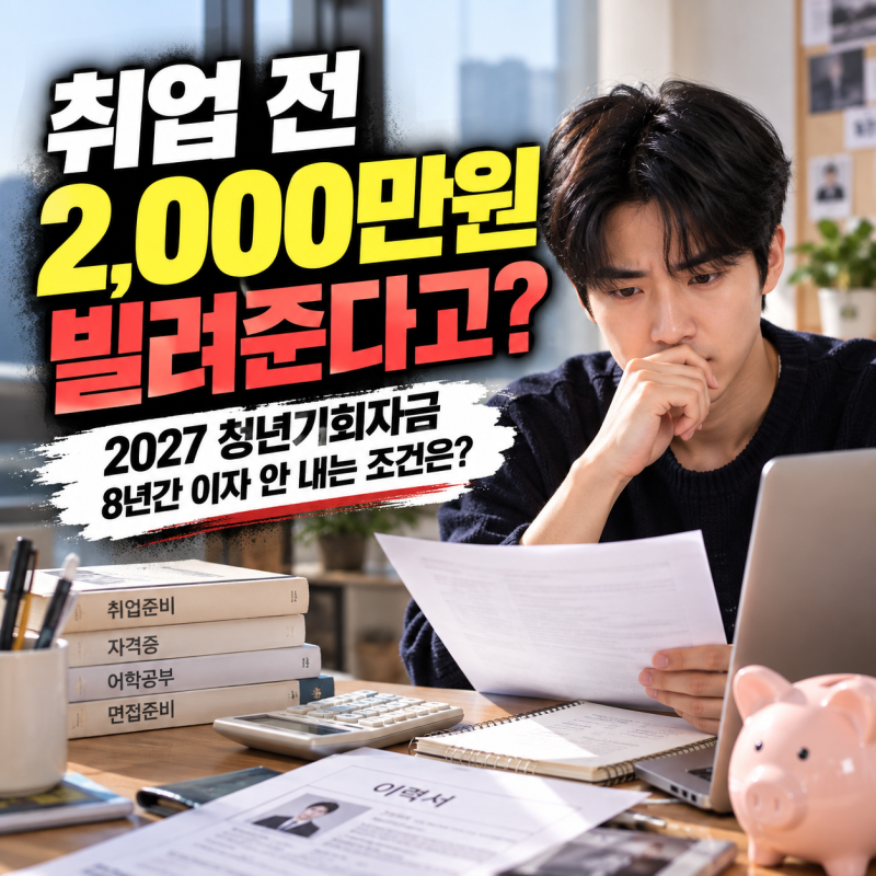 "취업 전 2,000만원 빌려준다고?" 2027 청년기회자금, 8년간 이자 안 내는 조건은?