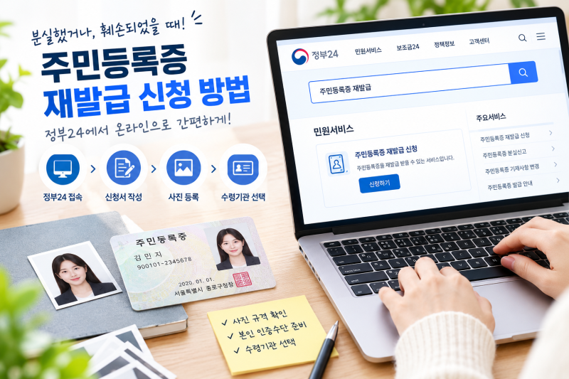 주민등록증 재발급 신청 방법, 정부24에서 온라인으로 간편하게 확인하기