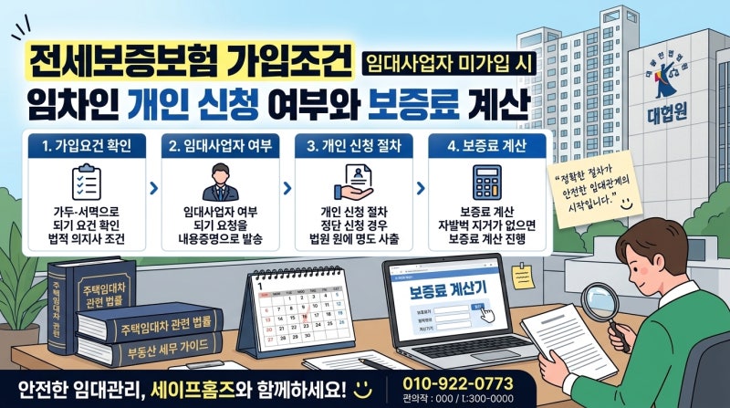전세보증보험 가입조건 임대사업자 미가입 시 임차인 개인 신청 여부와 보증료 계산