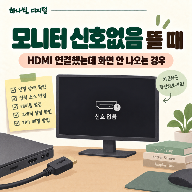 모니터 신호없음 뜰 때 | HDMI 연결했는데 화면 안 나오는 경우