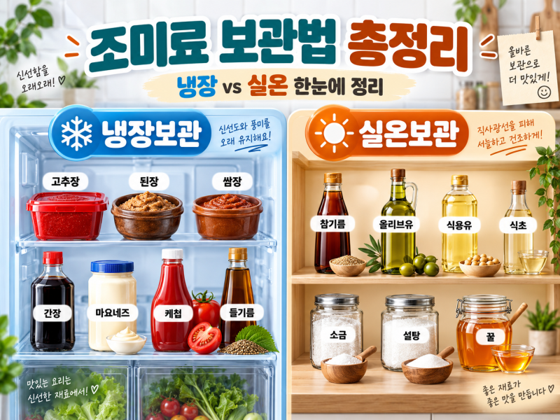 양념·조미료 보관법 총정리｜간장·고추장·참기름·들기름 냉장 vs 실온
