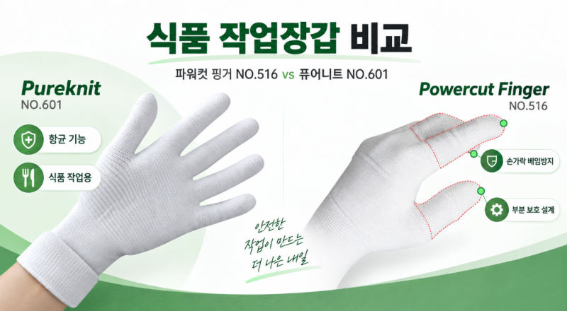 식품 작업장 장갑 어떻게 선택할까? 핸드맥스 파워컷 핑거 vs 퓨어니트 비교