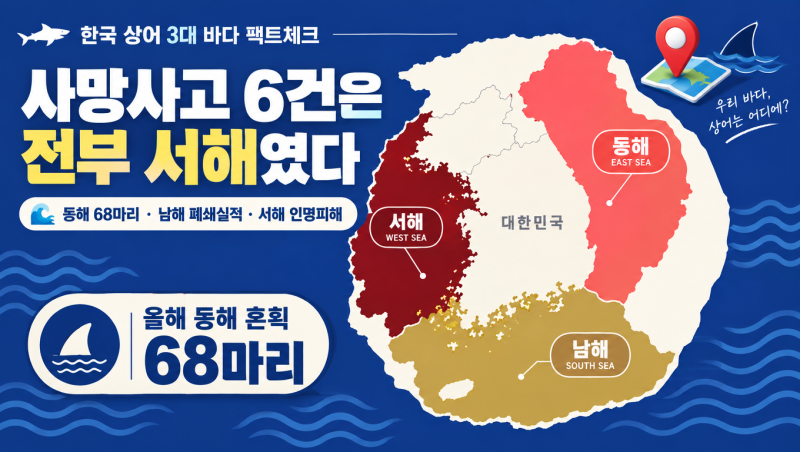 ️ 동해·남해·서해 상어 지도｜올해는 어디가 위험할까