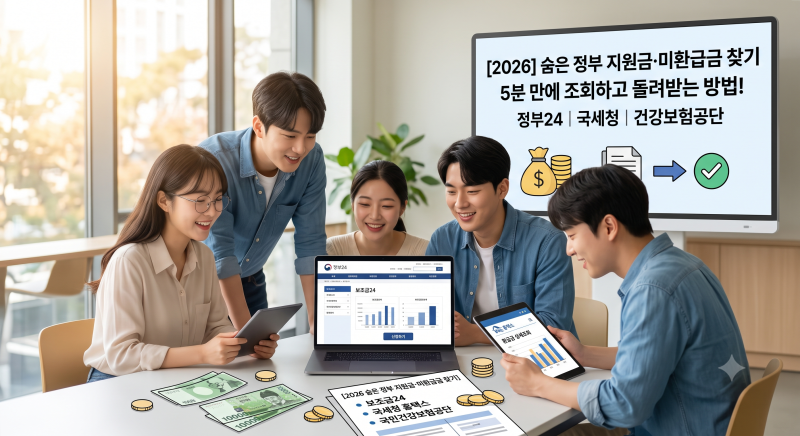 [2026년 숨은 정부 지원금·미환급금 찾기] 5분 만에 조회하고 돌려받는 방법 총정리