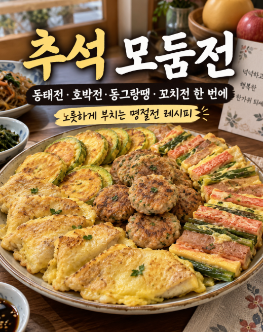 추석 모둠전 황금레시피｜동태전·호박전·동그랑땡·꼬치전 한 번에 만들기