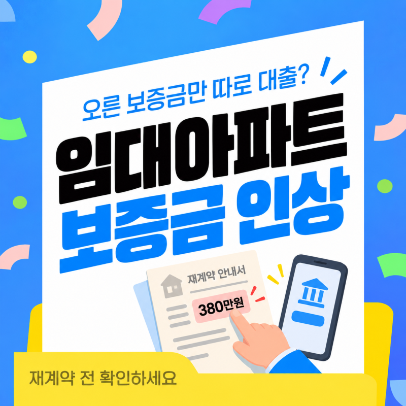 임대아파트보증금인상 오른 보증금만 따로 대출 받을 수 있나요