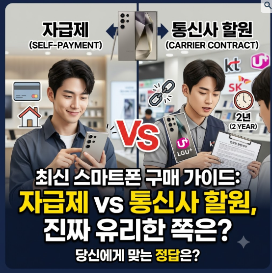 최신 스마트폰 구매 가이드: 자급제 vs 통신사 할원, 진짜 유리한 쪽은?