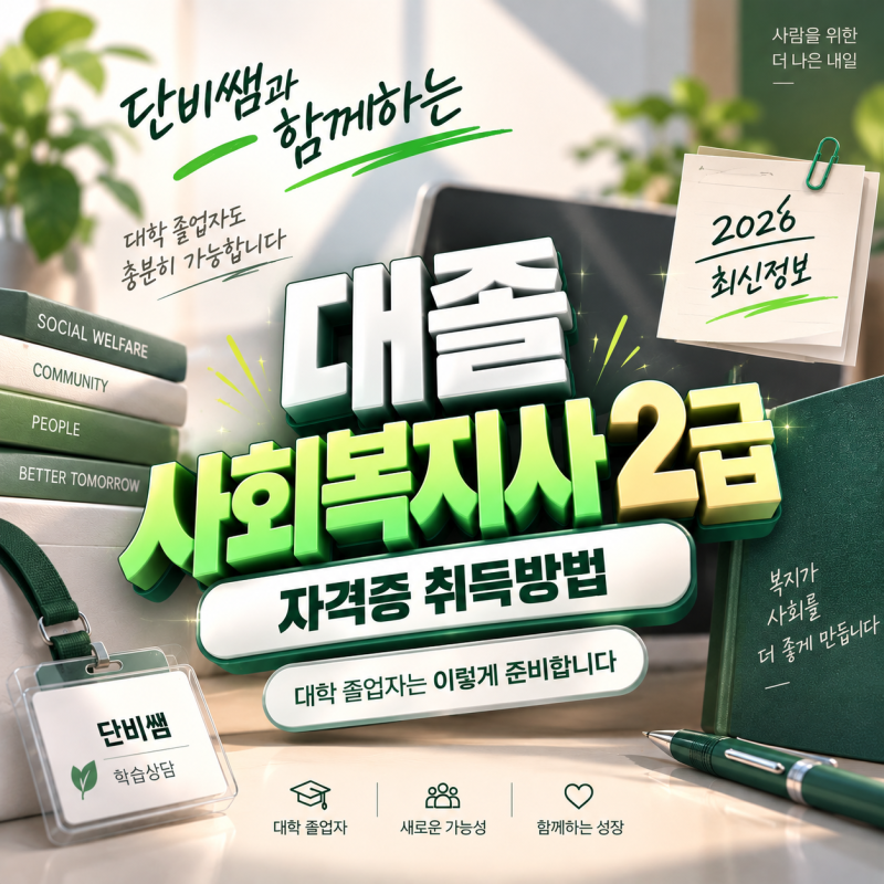 대졸 사회복지사2급 자격증 취득방법, 대학 졸업자는 이렇게 준비합니다 2026 최신정보