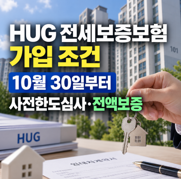 HUG 전세보증보험 가입 조건, 10월 30일부터 사전한도심사·전액보증 달라진다