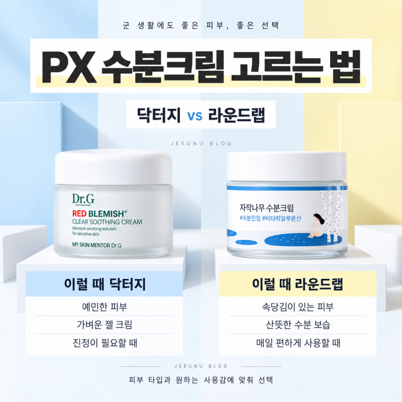 PX 수분크림 추천, 닥터지 레드 블레미쉬 vs 라운드랩 자작나무 비교