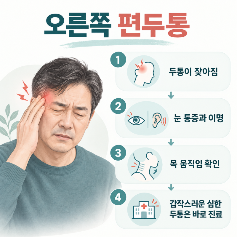 눈통증과 이명이 함께 나타날 때 알아보는 오른쪽 편두통 원인