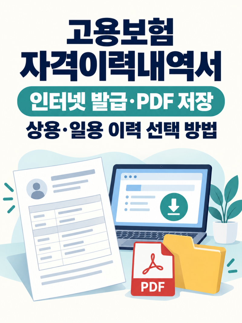 고용보험 자격이력내역서 인터넷 발급, 상용·일용 선택과 PDF 저장 방법