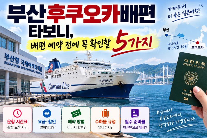 부산후쿠오카배편 타보니, 배편 예약 전에 꼭 확인할 5가지