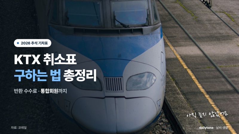 2026 추석 KTX 취소표 구하는 법 총정리(+반환 수수료·통합회원)
