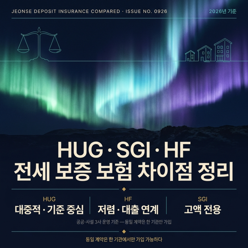 HUG·SGI·HF 전세보증보험 차이점 정리