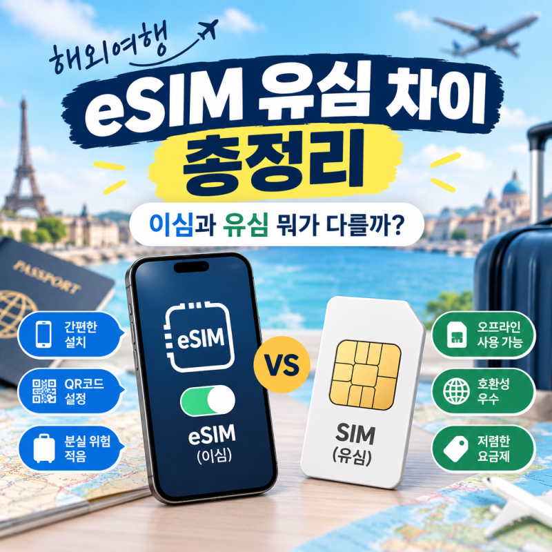 해외여행 eSIM 유심 차이 총정리｜이심과 유심 뭐가 다를까?
