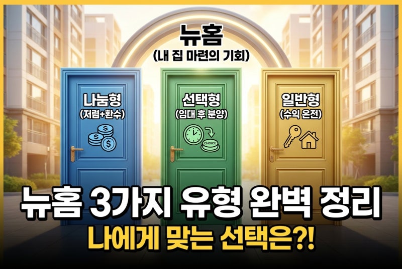 뉴홈 공공분양 나눔형 선택형 일반형 차이 자격 정리 "시세보다 훨씬 싸게 집 사는 로또 기회....