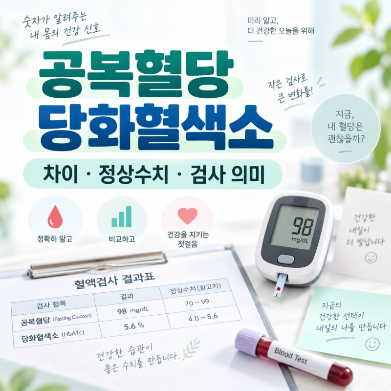 공복혈당과 당화혈색소 차이 정상수치와 검사 의미 총정리