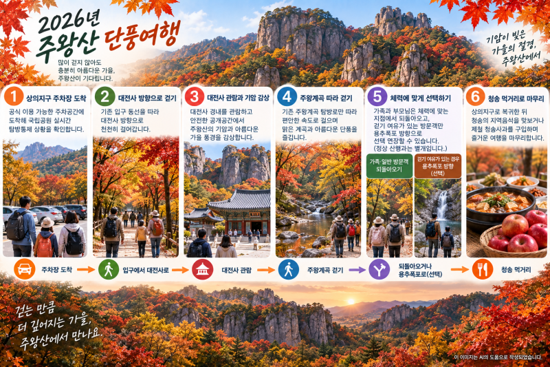 주왕산 단풍 절정 언제? 많이 걷지 않는 단풍코스 알아보기