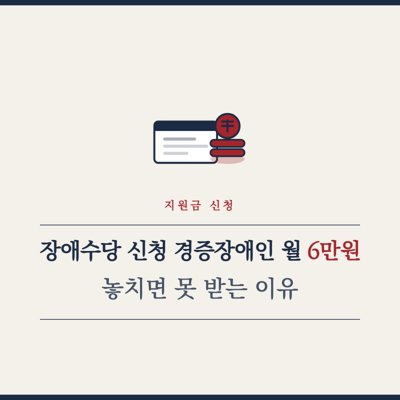 장애수당 신청 경증장애인 월 6만원, 놓치면 못 받는 이유