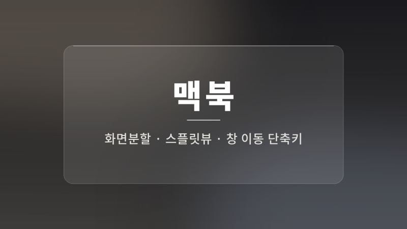 맥북 화면분할 창이동 스플릿뷰 전체화면 단축키 정리