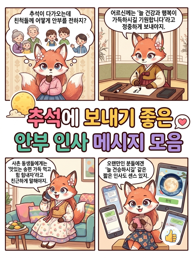 센스있는 추석 안부 인사 메시지 친척 한가위 덕담 문구 예시 모음