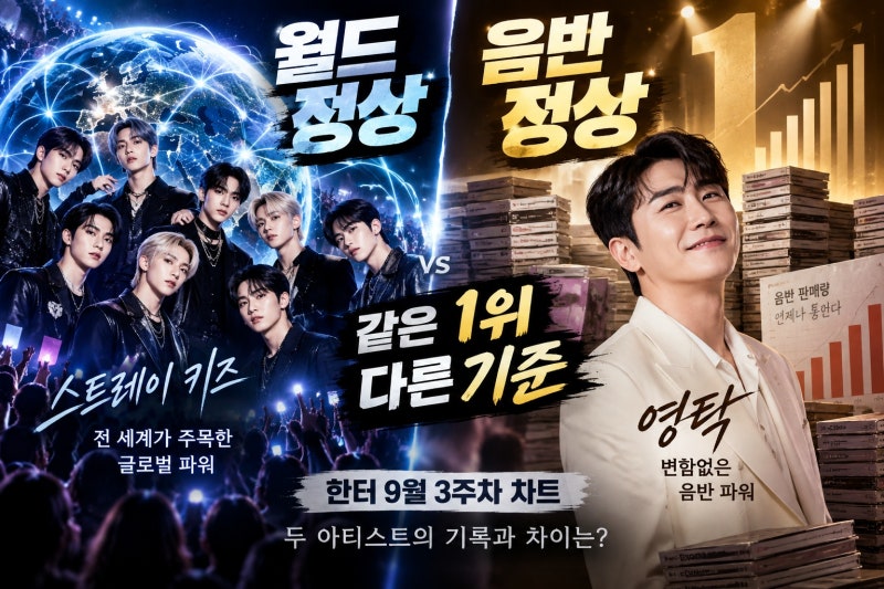 스트레이 키즈·영탁, 한터 주간차트 1위 차이는
