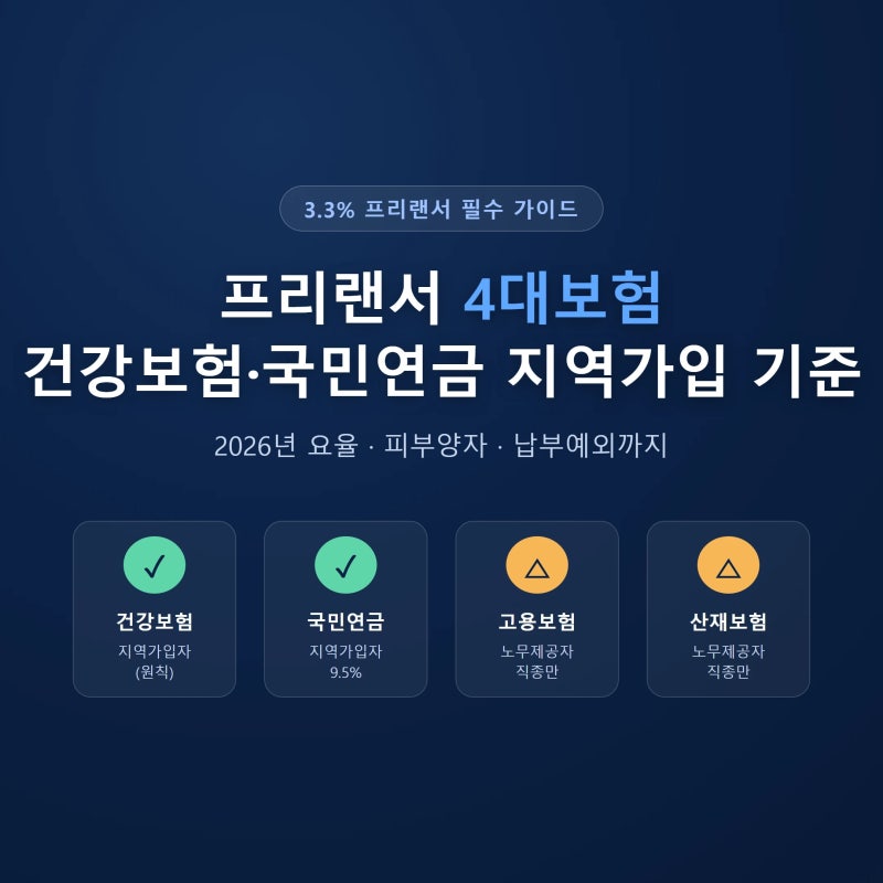 프리랜서 4대보험 건강보험·국민연금 지역가입 기준