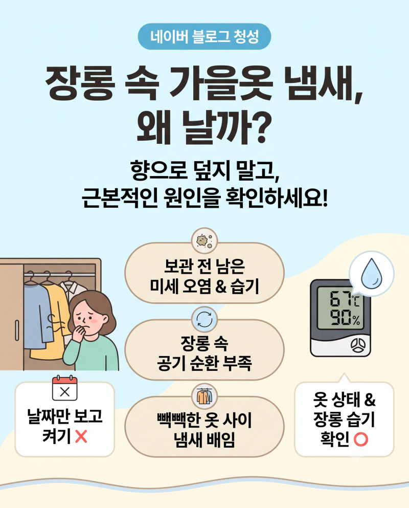 장롱에 넣어둔 옷 냄새 왜 날까? 가을옷 냄새 제거법