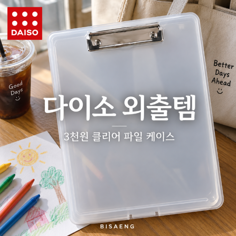 다이소 외출템, 아이들 그림가방으로 딱인데? 3천원 클리어 파일 케이스