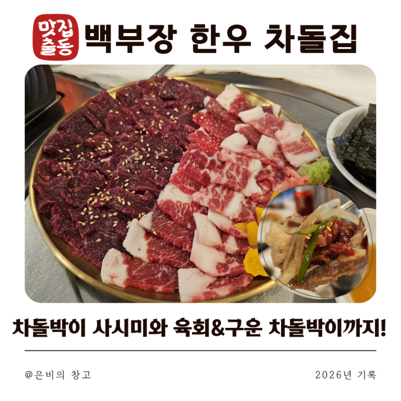 [광주 쌍촌동 맛집]백부장한우차돌집, 차돌박이사시미·뭉티기·육회 내돈내산 후기