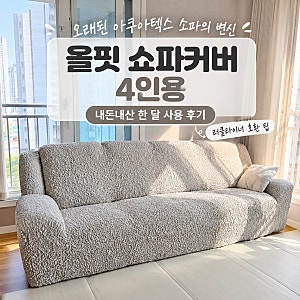 오래된 아쿠아텍스 소파의 변신, 올핏 쇼파커버 4인용 내돈내산 한 달 사용 후기 (리클라이너....