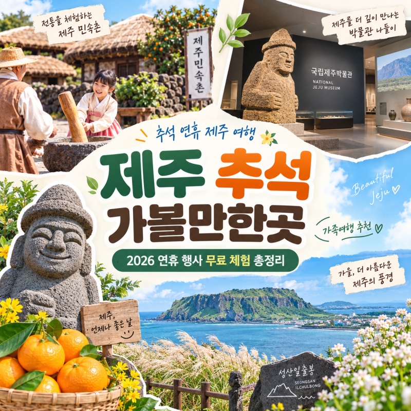제주 추석 가볼만한곳 2026 연휴 행사 무료 체험 총정리