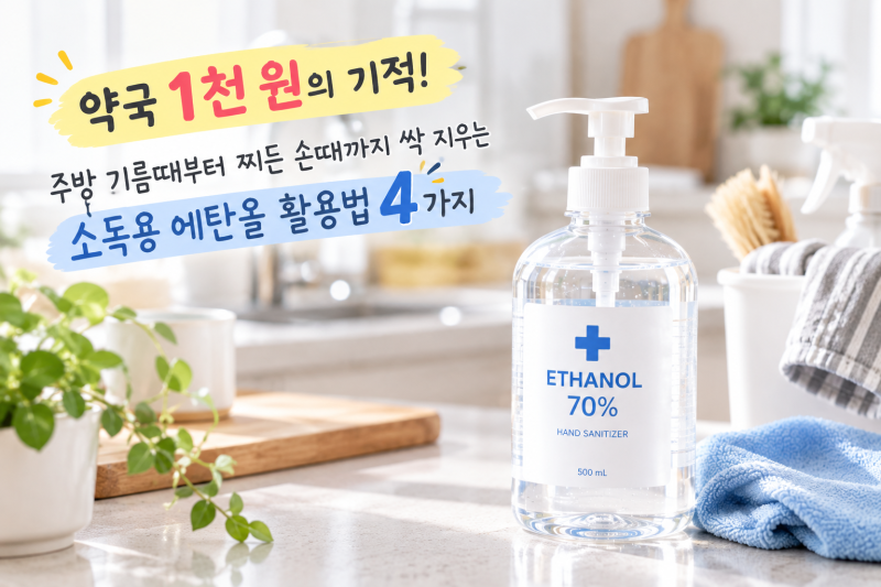 "약국 1천 원의 기적!" 주방 기름때부터 찌든 손때까지 싹 지우는 소독용 에탄올 활용법 4가지