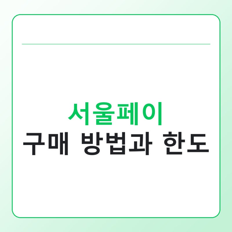 서울페이 구매 방법과 한도, 첫 구매 전 확인할 점