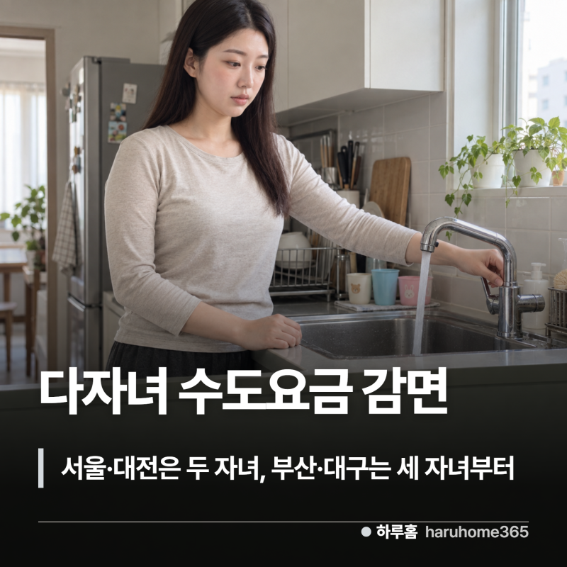 다자녀 수도요금 감면, 두 자녀부터인지 셋째부터인지 지역마다 달라요