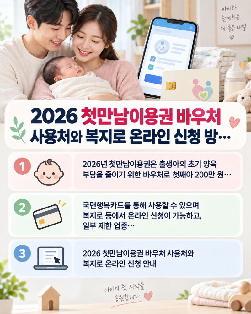 2026 첫만남이용권 바우처 사용처와 복지로 온라인 신청 방법 총정리