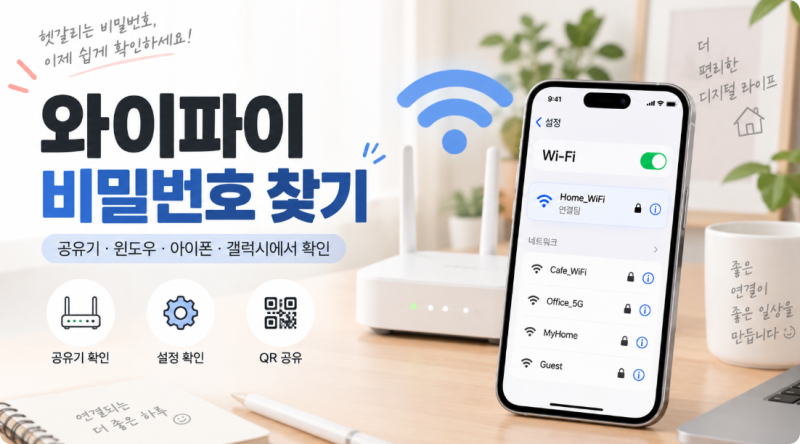 와이파이 비밀번호 찾기｜윈도우·아이폰·갤럭시·공유기에서 확인하는 방법